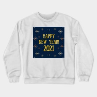 happy new year! 2021 holiday blue gold yellow stars pattern Crewneck Sweatshirt